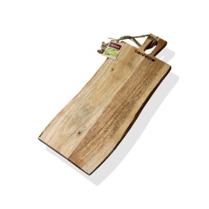 Tocator dreptunghiular cu maner din lemn natural de Acacia, Bonfesto®, 40 x 15 x 1.5 cm