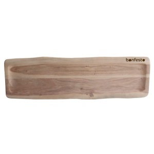 Tocator dreptunghiular din lemn natural de Acacia, Bonfesto®, tava de servire, 70 x 20 x 1.5 cm