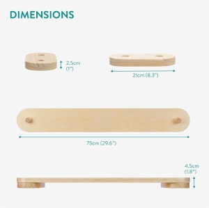 Traseu psihomotric de echilibru Navaris, set, 6 segmente din lemn, 75x10.5x4cm, Maro - Img 3
