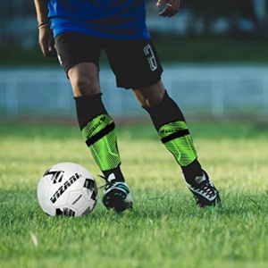 Aparatori Tibie Fotbal Vizari Matera, Carcasa PP Usoara, Spuma EVA, Protectie Glezna Integrata, marimea L, Verde/Negru - Img 3