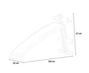 Banca fitness abdominala Tengu, Curbata, Reglabila, Multifunctionala, Economiseste spatiu, Capacitate maxima 150kg, Constructie durabila din otel, 61x52x130 cm, Negru - Img 3