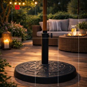 Baza Umbrela Rotunda Kiwari® Terra, Diametru 44.5 x Inaltime 34 cm, Rasina sintetica/Otel, tub de Otel, Terasa/Gradina, Negru - Img 3