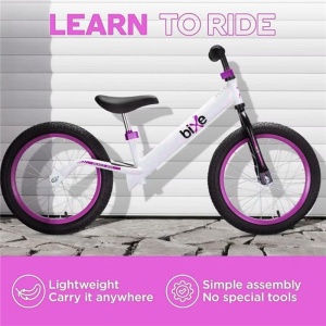 Bicicleta fara pedale Bixe, 16 inch, aluminiu, anvelope pneumatice, mov, 5-9 ani - Img 4