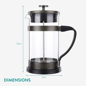 Cafetiera French Press Navaris, sticla borosilicata si inox, 1L, pentru cafea si ceai, 15,8x11x21cm - Img 4