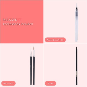 Caiet desen pentru acuarele, Intrend, Proffesional, A3, 20 coli, 300 g/m², hartie alba, 2 pensule, pensula cu rezervor pentru apa, creion pentru schite - Img 2