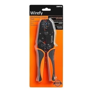 Cleste sertizare Wirefy pentru papuci izolati din nylon, mecanism clichet auto-reglabil, reglaj presiune, pentru conectori 0.5-10 mm², ergonomic, Negru/Portocaliu - Img 6