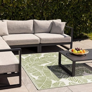 Covor pentru exterior JEMIDI, 120x180cm, polipropilena, rezistent la intemperii, usor de curatat, pentru balcon/terasa, Verde - Img 4