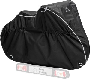Husa impermeabila de bicicleta TeamObsidian, pentru 2 biciclete, XL, material rezistent Oxford 600D, protectie UV, Negru