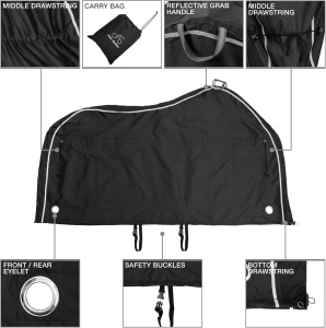Husa impermeabila de bicicleta TeamObsidian, pentru 2 biciclete, XL, material rezistent Oxford 300D, protectie UV, Negru - Img 5