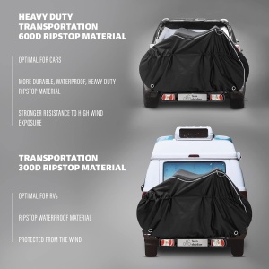 Husa impermeabila de bicicleta TeamObsidian, pentru 3 biciclete, XXL, material rezistent Oxford 600D, protectie UV, Negru - Img 3