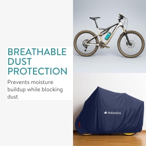 Husa pentru bicicleta Navaris, impermeabila, poliester, cu catarama si orificiu antifurt pentru lacat, 200x120x75 cm, Albastru Inchis - Img 4