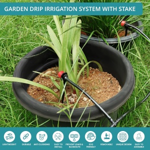 Kit Irigatie cu Picurare, Belle Vous, 300 de Piese, din Plastic, 40 m Furtun, Reglabil, pentru Gradina, Sera, Plante, Negru - Img 3