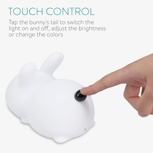 Lampa de veghe LED pentru copii Navaris, design iepuras, 15 x 9 x 10 cm, reincarcabila prin USB, cronometru, silicon BPA-free - Img 7