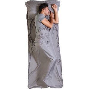 Lenjerie de pat travel tip sac de dormit Tough Outfitters, ultrausor, din poliester, 94 x 216 cm, pentru 1 persoana, cu fermoar, Gri
