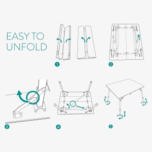 Masa de camping pliabila din bambus cu raft Navaris, 100 x 65 cm, Reglabila, Bambus, 51166.3.01 - Img 4