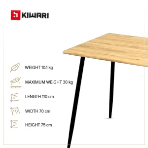 Masa Kiwari® Brik, MDF si Metal, Stil Contemporan, 110×70×75 cm, Lemn Natural & Negru - Img 4