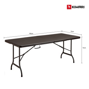 Masa plianta Kiwari® Event, 180x75 cm, pentru gradina, terasa, evenimente, HDPE ultra-rezistent, cadru metalic ranforsat, sistem pliere rapida, Maro - Img 3