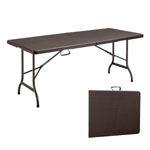 Masa plianta Kiwari® Event, 180x75cm, HDPE ultra-rezistent, cadru metalic ranforsat, Maro