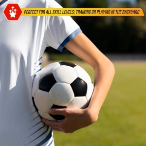 Minge Fotbal Vizari Classico, 32 panouri cusute, butyl, Marimea 4, 64 cm, Alb/Negru - Img 4