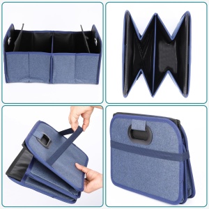Organizator auto pentru portbagaj, Belle Vous, pliabil, 2 compartimente, curele de fixare, 30 L, 33 x 50 x 22.5 cm, Albastru - Img 4