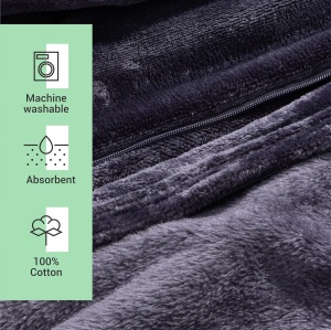 Patura cu maneci HOMELEVEL, transformabila in perna cu fermoar, 200x150 cm, fleece poliester, pentru calatorii si casa, Gri inchis - Img 3