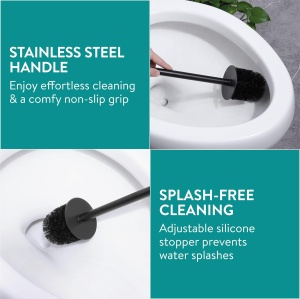 Perie de toaleta Navaris, rasina si maner din inox, design modern, rezistenta la apa, Ø16 cm, Albastru - Img 6