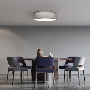Plafoniera LED Navaris, 22W, telecomanda, temperatura reglabila, abajur textil, diametru 32 cm, Gri deschis - Img 3