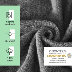 Poncho de baie unisex Homelevel, S-M, Gri, Bumbac organic, 54881.19.19 - Img 6