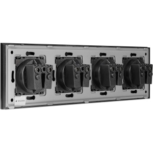 Priza cvadrupla Navaris, inacastrabila, cu rama din aluminiu, 30 x 8.5 cm, design elegant, 4000W, Negru - Img 4
