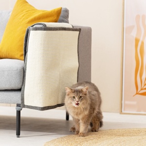 Protectie canapea pentru pisici Navaris, 70x50 cm, sisal/lin, latura stanga, 56507.02 - Img 3