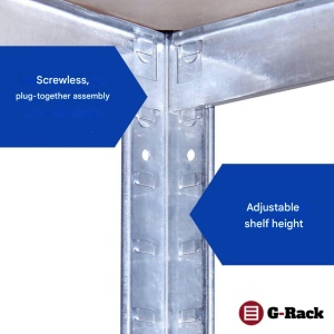 Raft metalic depozitare G-Rack, 150 x 75x 30 cm, 5 polite, 175kg/raft, material cadru otel - Img 2