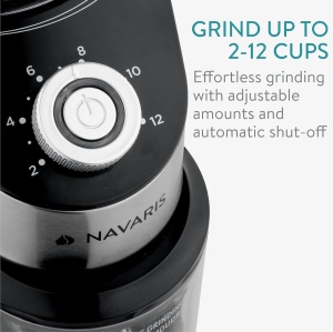 Rasnita electrica de cafea Navaris, 14 trepte macinare, din otel inxidabil/ABS, 18 x 12.5 x 28 cm, ajustare granulatie si cantitate, accesorii detasabile, usor de curatat, Argintiu - Img 4