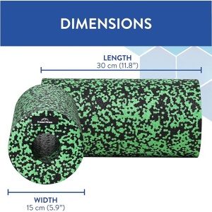 Rola cilindru pentru masaj, Everest Fitness, din spuma EPP, pentru yoga, pilates, fitness, relaxare musculara, 30 x 15 cm, genta depozitare, ghid exercitii, Negru/Verde - Img 7