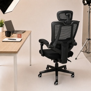 Scaun ergonomic de birou Kiwari® Zen, suport extensibil pentru picioare, spatar rabatabil 135°, tetiera, negru - Img 7