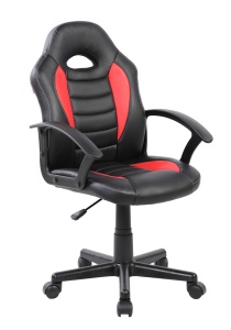 Scaun gaming Kiwari Min, material PU+PVC, cadru lemn, baza nylon, mecanism reglabil, brate fixe, roti silentioase, inaltime ajustabila, Negru