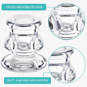 Set 12 suporturi pentru lumanari Belle Vous, tip sfesnic, din sticla, 6 x 5.5 x 2, 3 cm, design elegant, Transparent - Img 5
