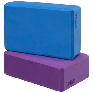 Set 2 blocuri fitness H&S, spuma EVA, antiderapante, Albastru/Violet, 23x15cm
