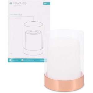 Set 2 lumanari solare cu LED Navaris, pentru exterior, efect flacara, cu senzor de lumina, IP44, 6.5 x 12 cm, pentru gradina, balcon si terasa - Img 3