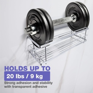 Set 2 rafturi de dus Kincmax, din metal, raft auto-adeziv pentru depozitare, multifunctional, rezistente la umiditate, design modern, Argintiu - Img 3