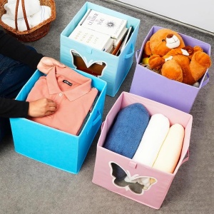 Set 4 cutii depozitare, Belle Vous, pliabile, pentru copii, 30 x 30 x 30 cm, Multicolor - Img 2