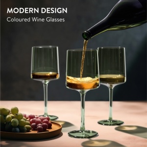 Set 4 Pahare Vin Navaris, 400 ml, cu picior, verde, design modern, 56212.05 - Img 6