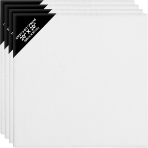 Set 4 panze de pictura KURTZY, 50x50cm, bumbac, 3mm, alb