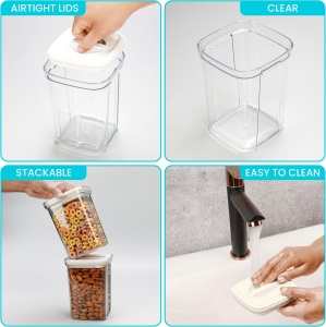 Set 4 recipiente alimentare Belle Vous, 1300 ml, din plastic PET, cu capac etans, pentru organizare alimente, transparente - Img 4