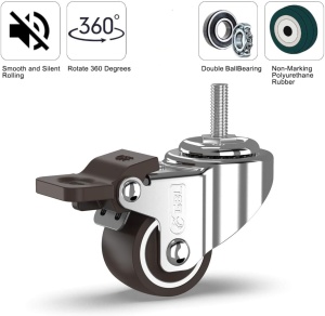 Set 4 roti pivotante GBL, 25 mm, argintiu/negru, sarcina maxima 40 kg, sistem de franare - Img 6