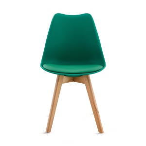 Set 4 Scaune Living/Bucatarie/Bar Kiwari® Riv, Sezut PP cu Pernuta PU, Picioare Lemn Fag, Inaltime Sezut 48 cm, Design Modern, Capacitate 120 kg, Verde - Img 6