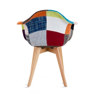 Set 4 Scaune Living/Bucatarie Kiwari® Milo Patchwork, Sezut Spuma, Picioare Lemn Fag, Inaltime Sezut 46 cm, Design Modern, Capacitate 120 kg, Multicolor - Img 9