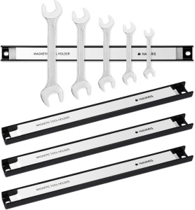 Set 4 suporti magnetici pentru scule Navaris, 30.5 cm, pentru garaj, argintiu