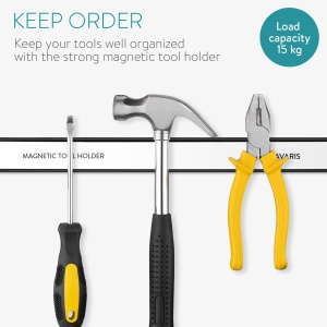 Set 4 suporti magnetici pentru scule Navaris, 30.5 cm, pentru garaj, argintiu - Img 3