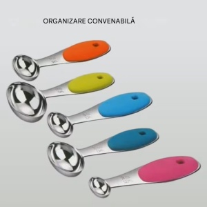 Set 5 lingurite gradate, H&S, cupe masurare si dozare condimente, otel inoxidabil, masuri de la 1.25ml -15 ml, Multicolor - Img 2