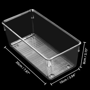 Set 8 organizatoare, Kurtzy, 20 x 10 x 8 cm, din plastic fara BPA, cu maner, pentru alimente, frigider, casa, Trasparent - Img 7